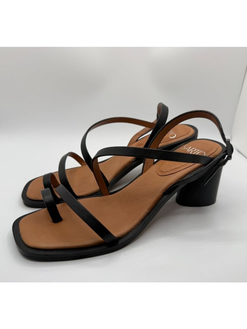 Franco Sarto Black Strappy Block Heel Sandals